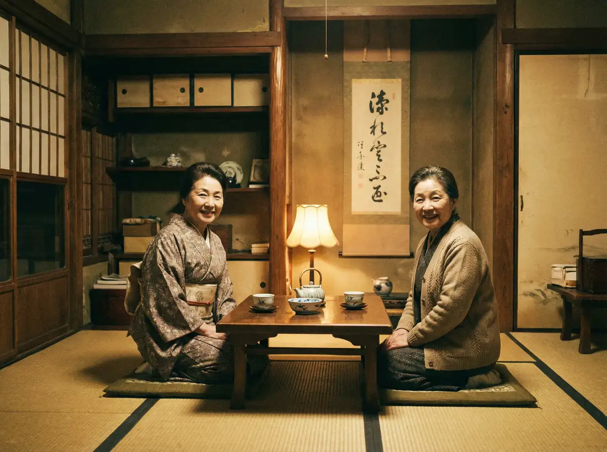 两位优雅的 芒果视频-最新电视剧电影|高清不卡顿|官方授权平台 在日式茶室中品茶交谈